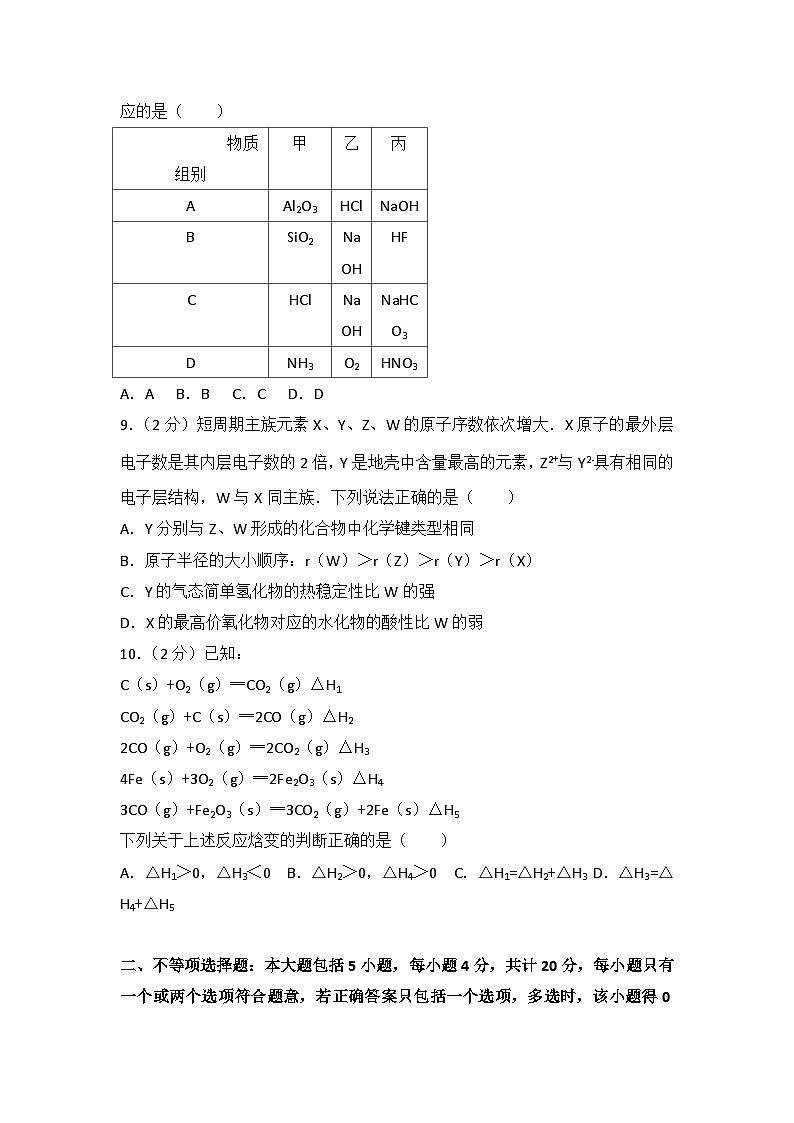 2014年江苏省高考化学试卷03