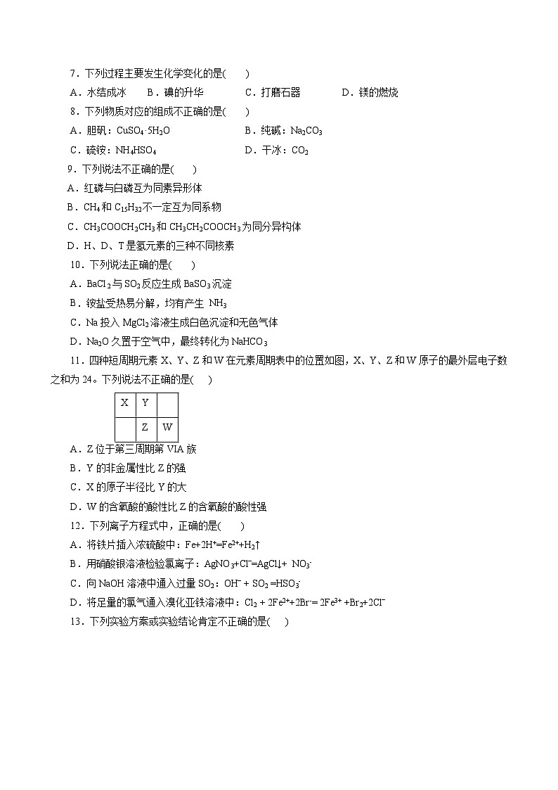 2023年浙江省普通高中学业水平考试模拟卷（一）（原卷版）第2页