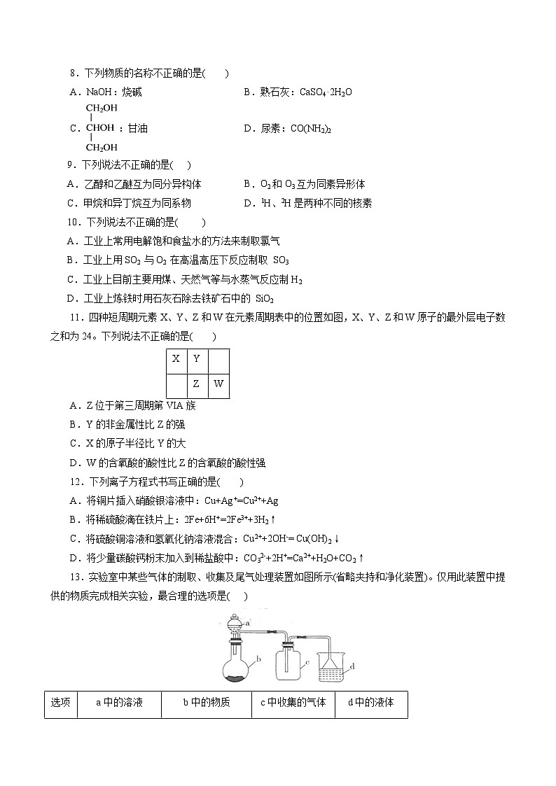 2023年浙江省普通高中学业水平考试模拟卷（五）（原卷版）第2页