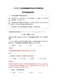 2023年北京市第一次普通高中学业水平合格性考试化学模拟卷（一）