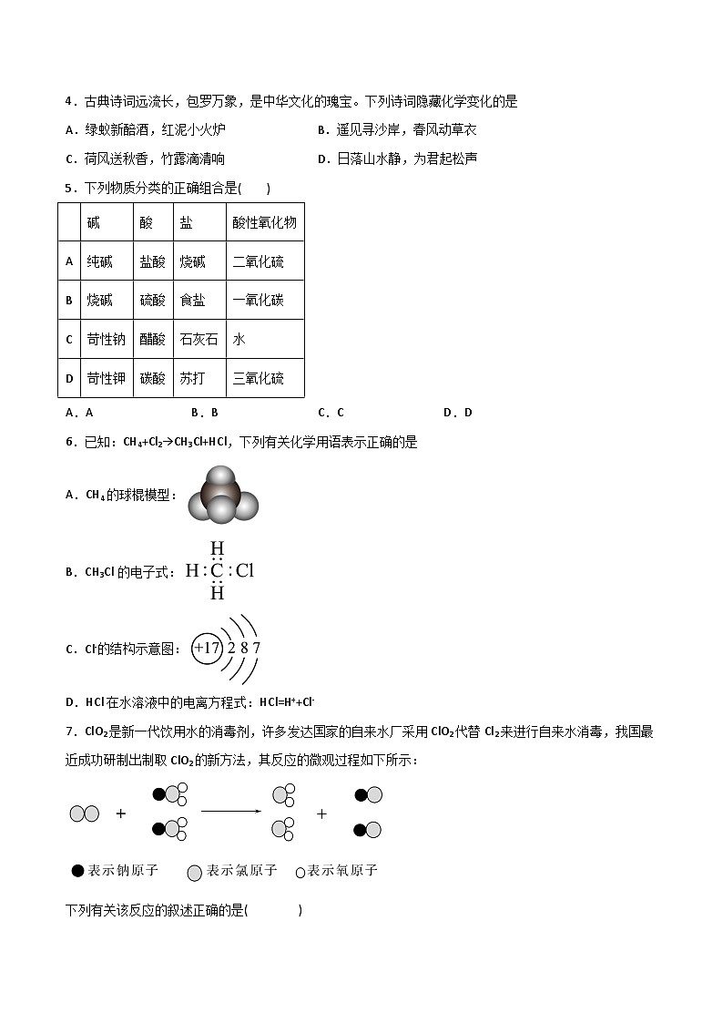卷03—2023年普通高中学业水平合格性考试化学模拟卷（广东专用）02