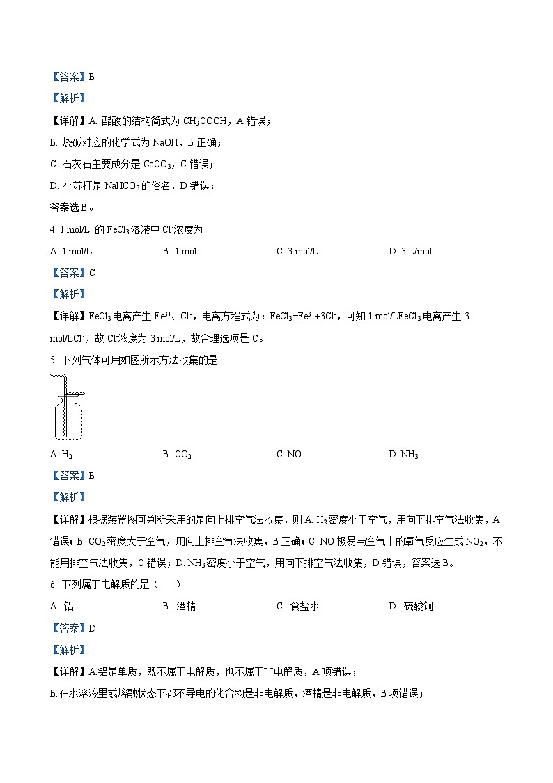 2023年江苏省普通高中学业水平合格性考试化学押题冲刺卷0302