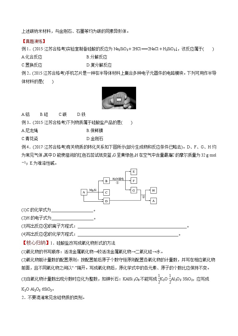 考点15 硅及其化合物——2023年江苏省普通高中化学学业水平合格性考试专项精讲+测试（原卷版）第3页