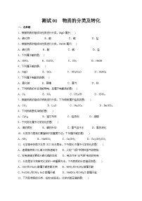 考点01  物质的分类及转化（测试）——2023年高中化学学业水平考试专项精讲+测试（人教版2019必修1+必修2）