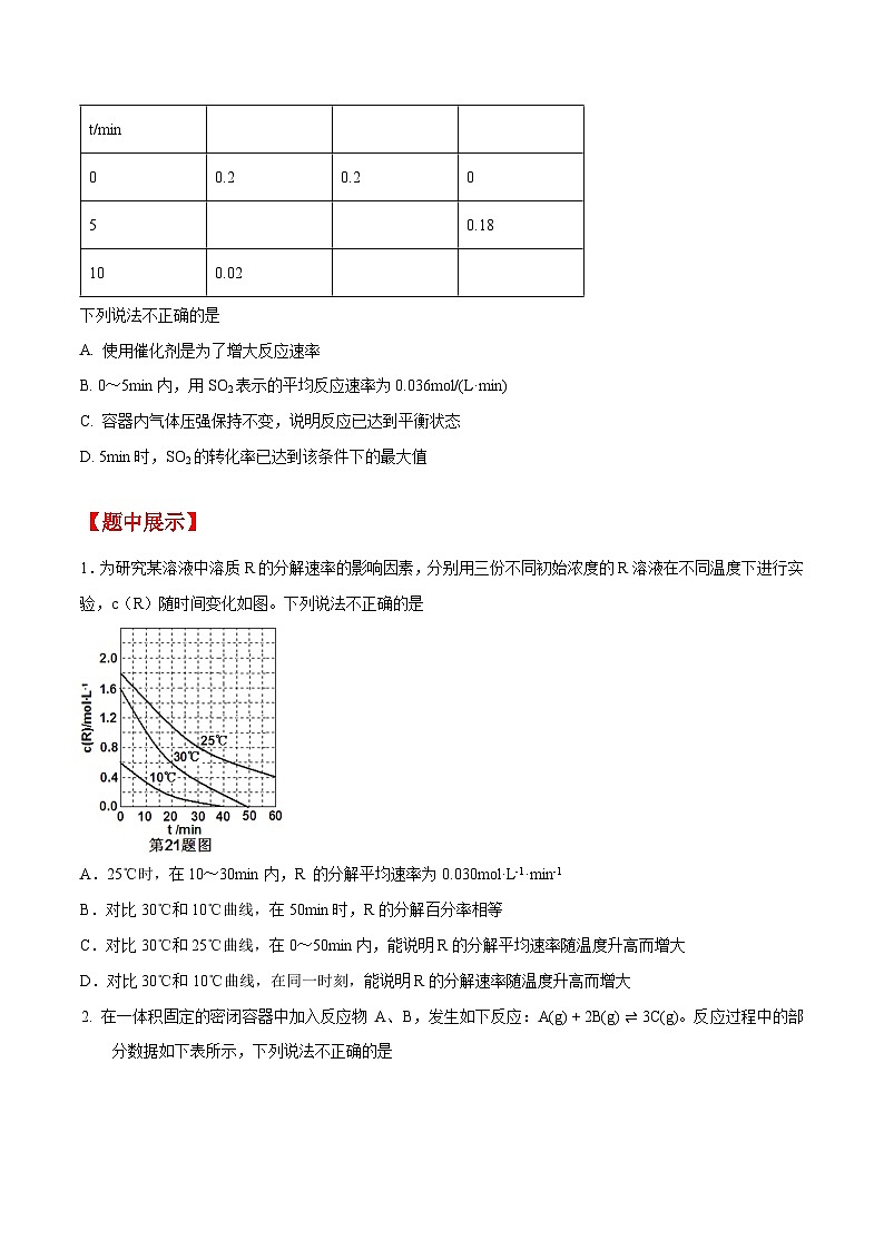 第22题 化学反应速率——2023年7月浙江省普通高中学业水平考试专项复习学案（原卷版）第2页