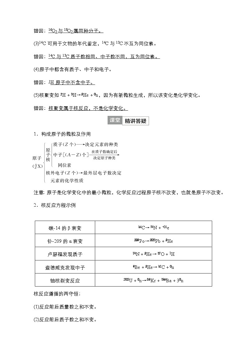 2024年高考化学一轮总复习 第10单元  第1讲　原子结构　核外电子排布 学案（含高考真题和课后作业）（教师版 ）第3页