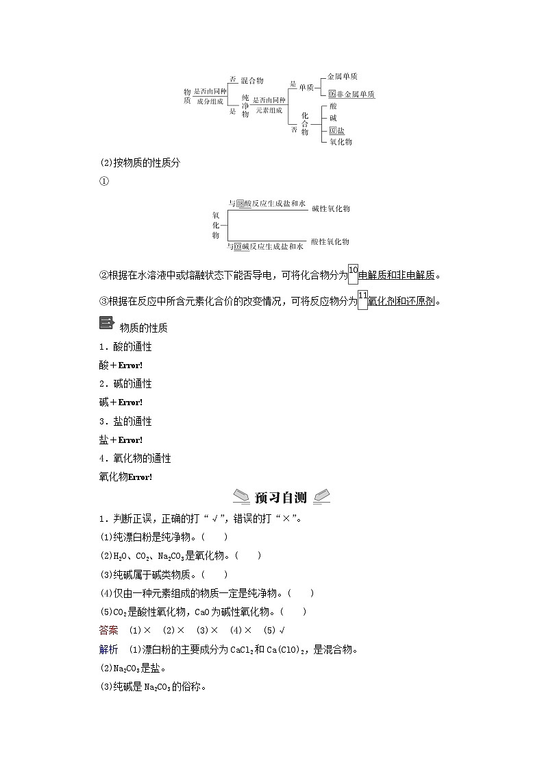 新教材2023年高中化学第2章元素与物质世界第1节元素与物质分类第1课时元素与物质的关系物质分类与物质性质导学案鲁科版必修第一册02