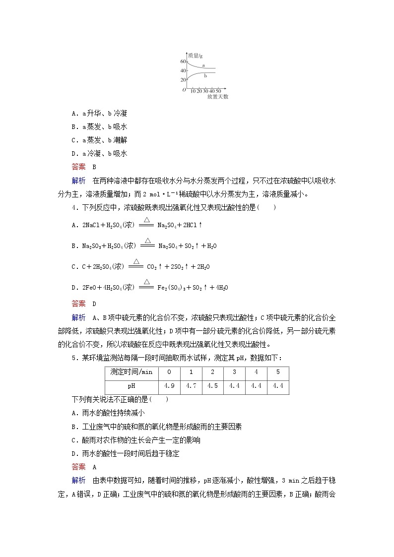 新教材2023年高中化学第3章物质的性质与转化第2节硫的转化第2课时硫酸酸雨及其防治导学案鲁科版必修第一册03