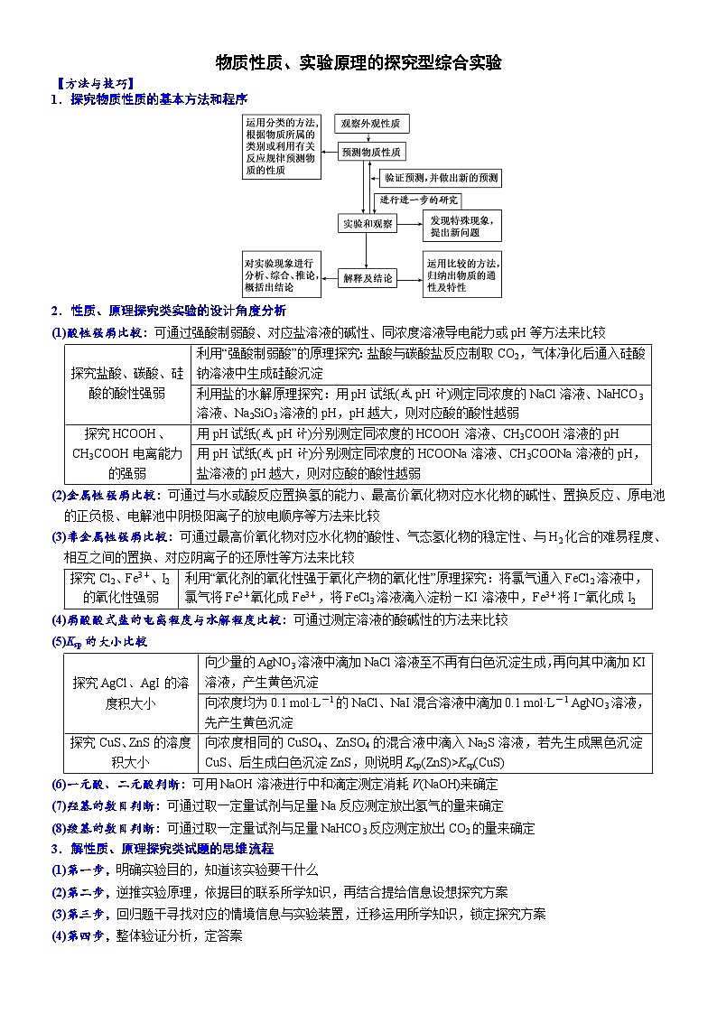02    物质性质、实验原理的探究型综合实验 （附答案解析）-备战高考化学大题逐空突破系列（全国通用）01