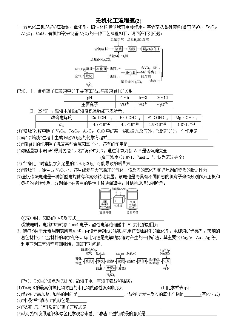 02    无机化工流程题(2) （附答案解析）-备战高考化学大题逐空突破系列（全国通用）01