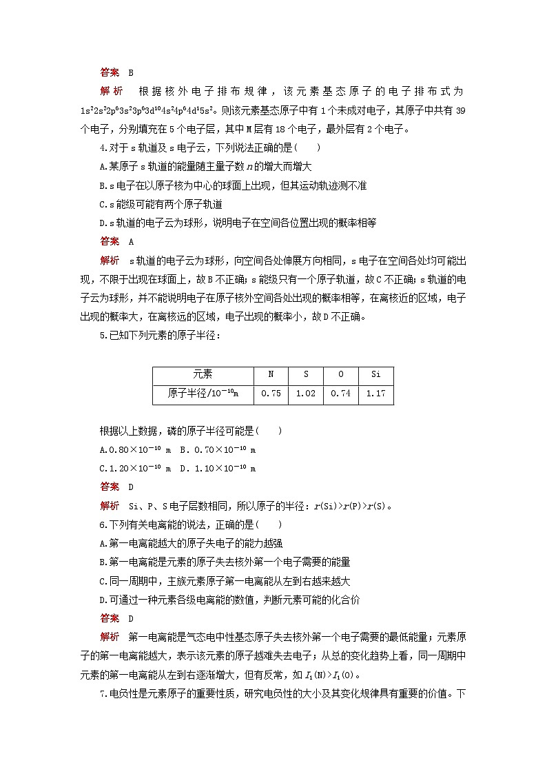 新教材2023年高中化学第一章原子结构与性质单元过关检测新人教版选择性必修2第2页