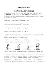 安徽师范大学附属中学2022-2023学年高一上学期自主招生考试化学试题