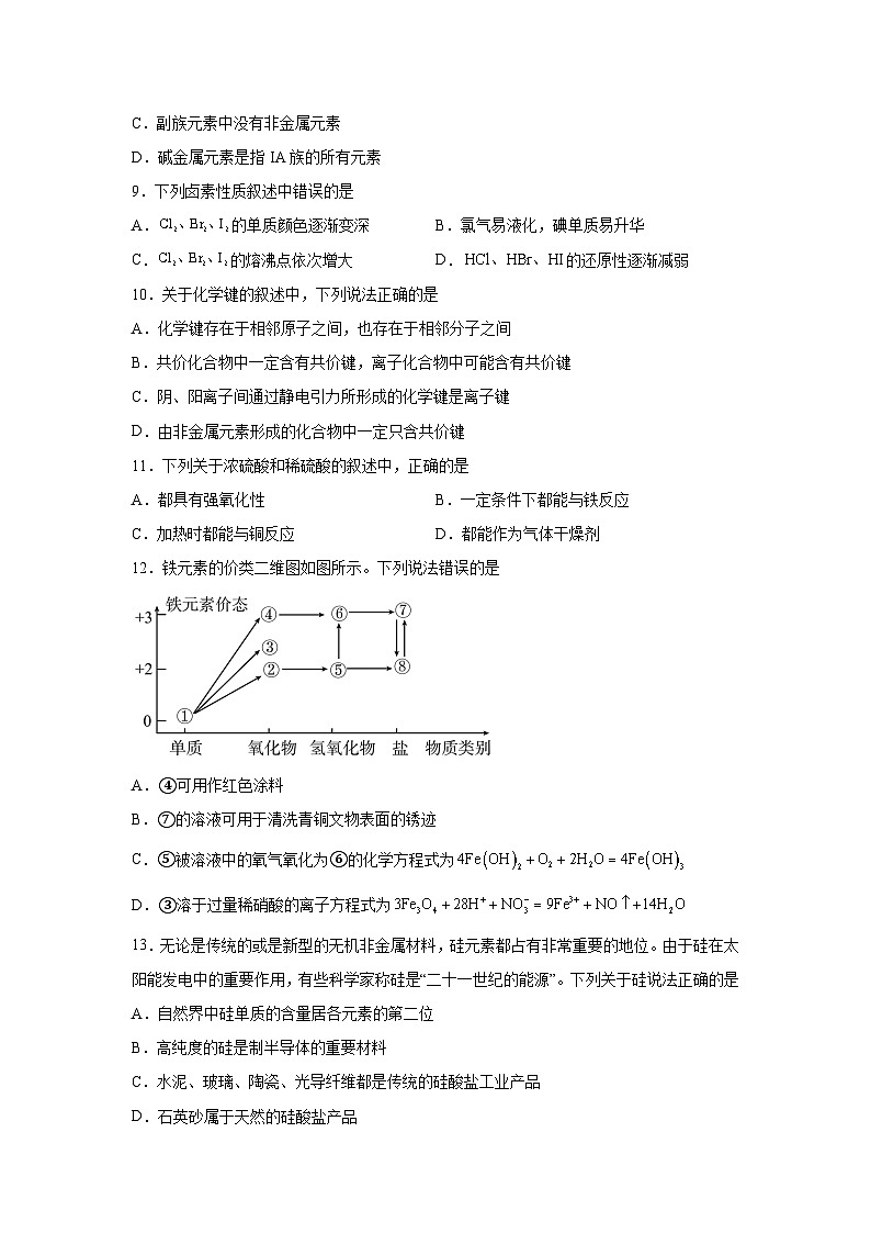 2023年四川省普通高中学业水平合格性考试化学冲刺卷（一）第2页
