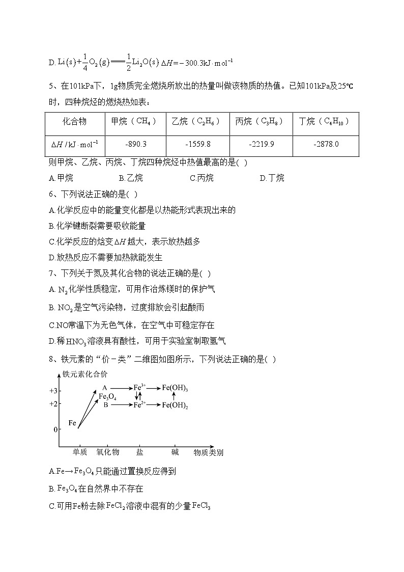 河北省承德市重点高中2022-2023学年高一下学期期中联考化学试卷（含答案）02