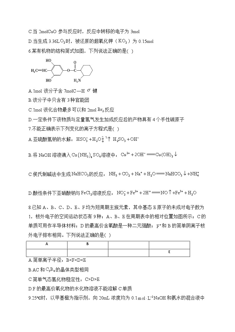 2023届新高考高三下学期化学金榜猜题卷【浙江专版】第2页