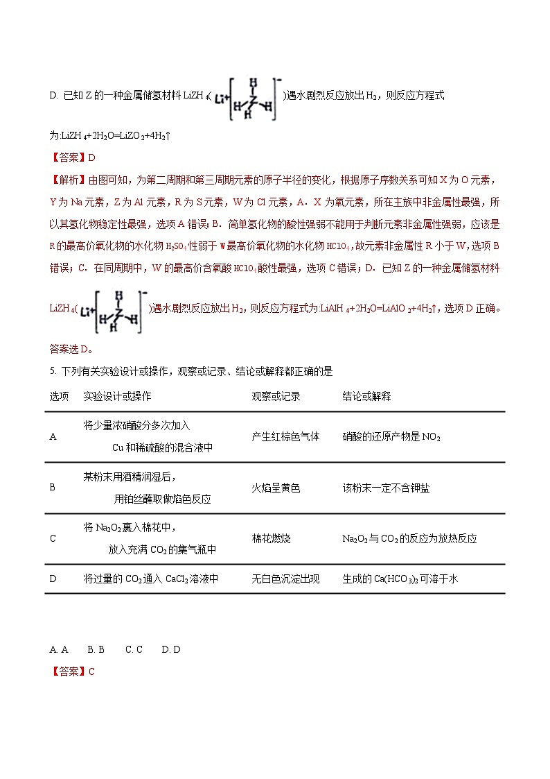 河北省衡水中学2018届高三上学期八模考试理综-化学试题03