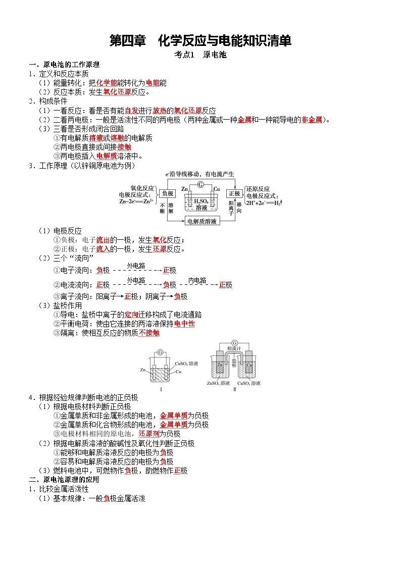 第4章 化学反应与电能——【期末复习】高二化学单元复习知识点梳理（人教版2019选择性必修1）01