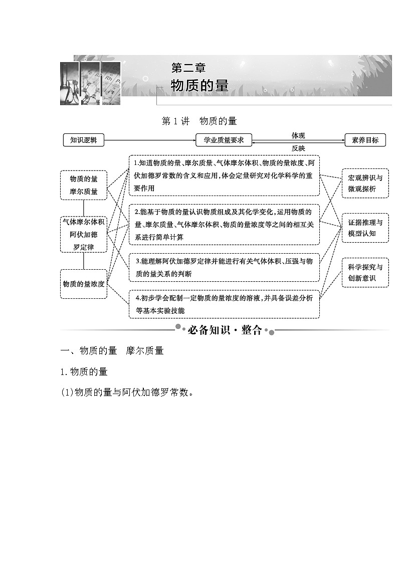 2024届高考化学一轮复习课件 第二章 物质的量 第1讲 物质的量01