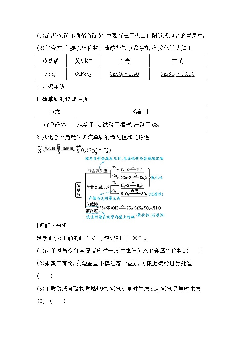 2024届高考化学一轮复习课件 第四章 化工生产中的重要非金属元素 第2讲 硫及其化合物02