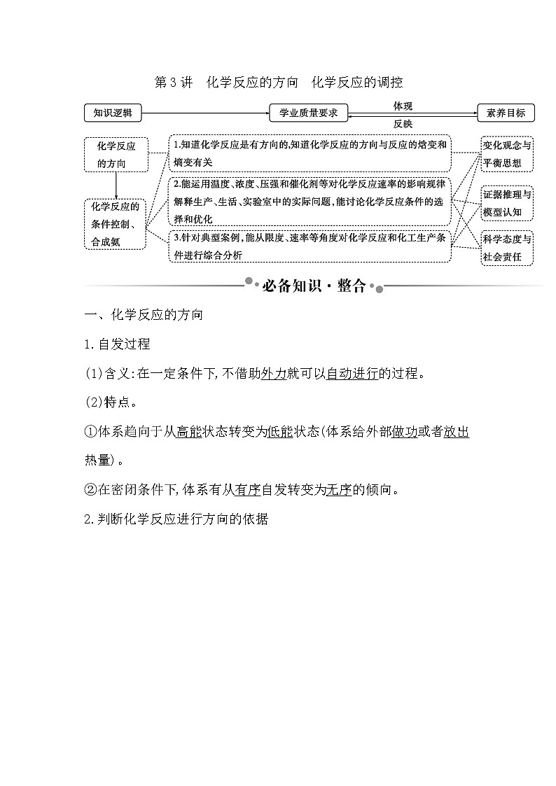 2024届高考化学一轮复习课件 第七章 化学反应速率与化学平衡 第3讲 化学反应的方向 化学反应的调控01
