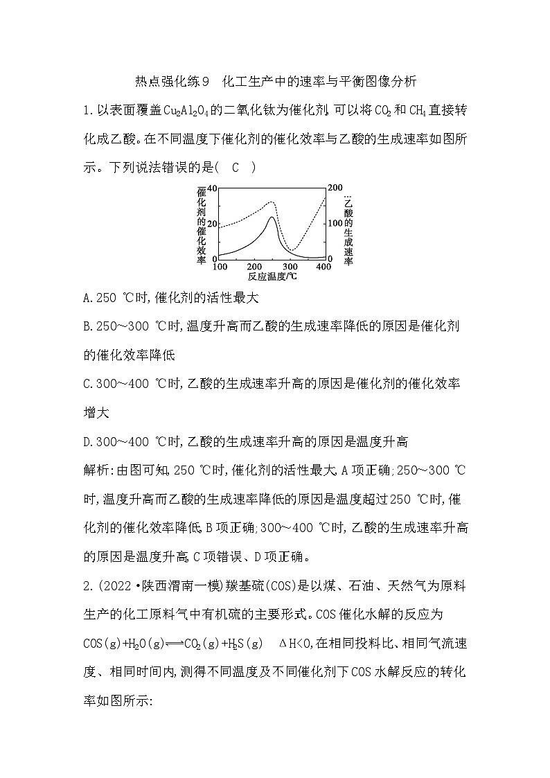 2024届高考化学一轮复习课件 第七章 化学反应速率与化学平衡 热点强化练9 化工生产中的速率与平衡图像分析01