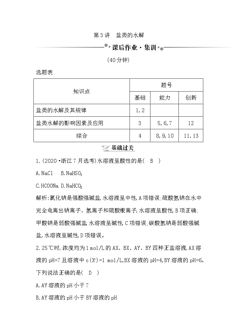 2024届高考化学一轮复习课件 第八章 水溶液中的离子反应与平衡 第3讲 盐类的水解01