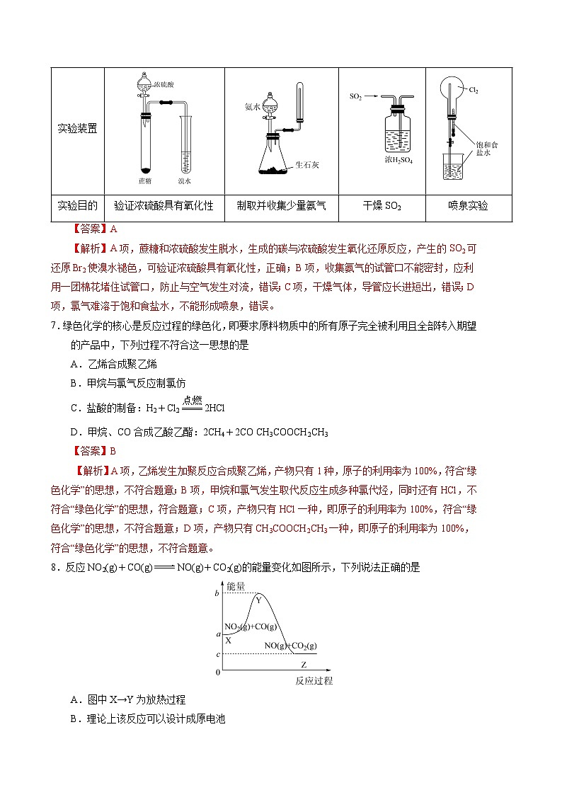 化学03拔高卷（人教版2019必修第二册）——2022-2023学年高一下学期期末模拟测试卷03
