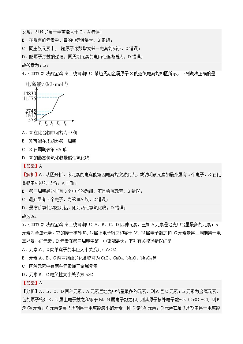期末模拟测试02——2022-2023学年高二化学下学期期末模拟测试（人教版2019选择性必修2）02