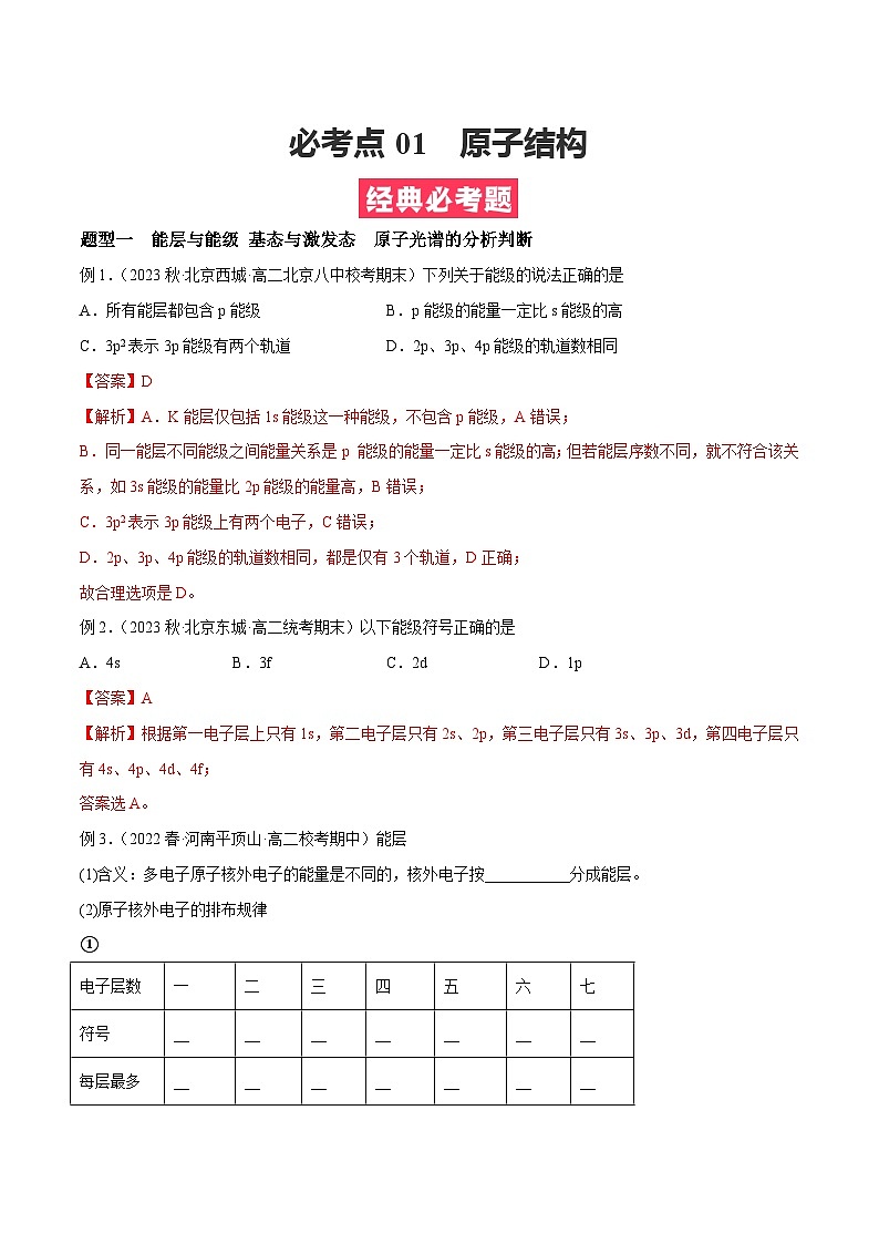 考点01  原子结构 -（解析版）第1页