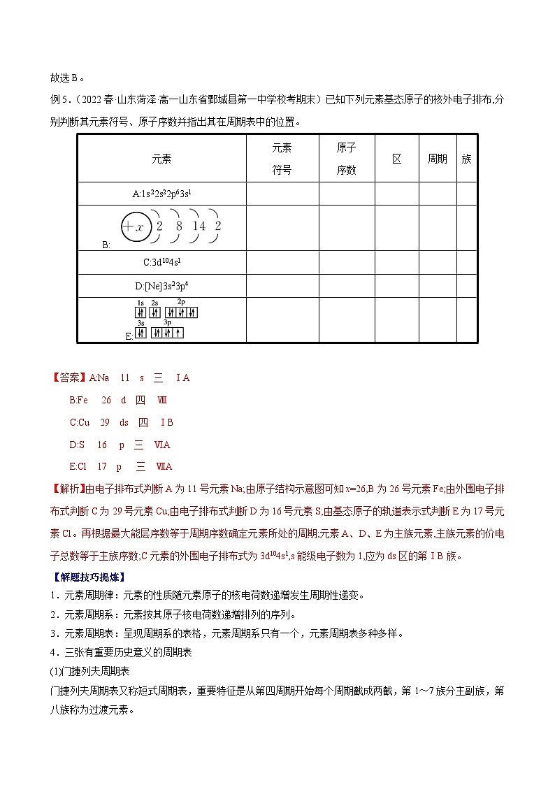 考点02 原子结构与元素性质——2022-2023学年高二化学下学期期末复习考点精练学案（人教版2019选择性必修2）03