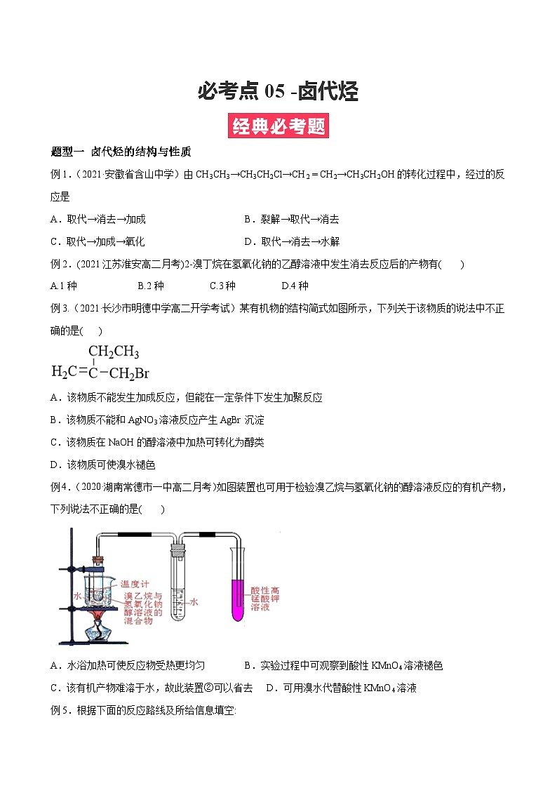 考点05 -卤代烃 ——高二化学下学期期末复习考点精练学案（人教版2019选择性必修3） （原卷版）第1页