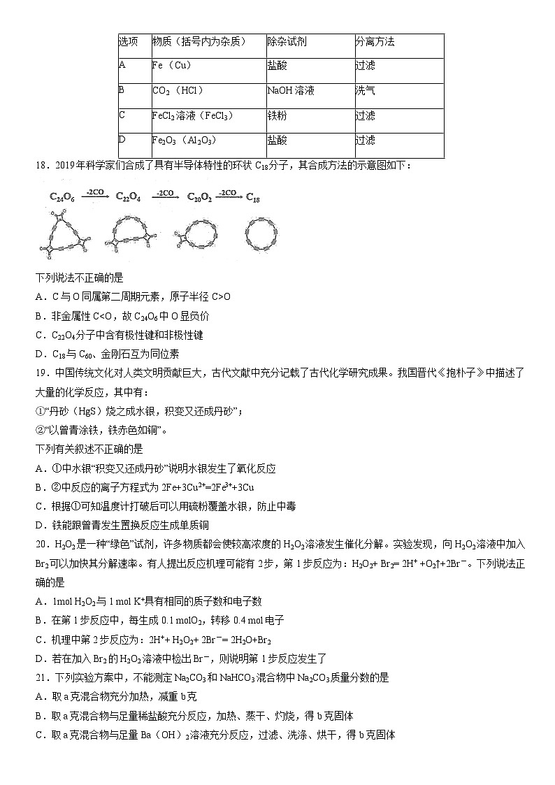 2022北京师大附中高一（上）期末化学（教师版） 试卷03