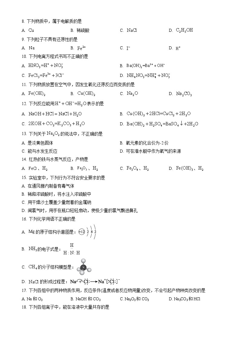 2023北京北师大实验中学高一（上）期末化学（教师版）第2页