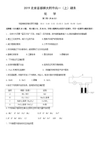 2019北京首都师大附中高一（上）期未化学