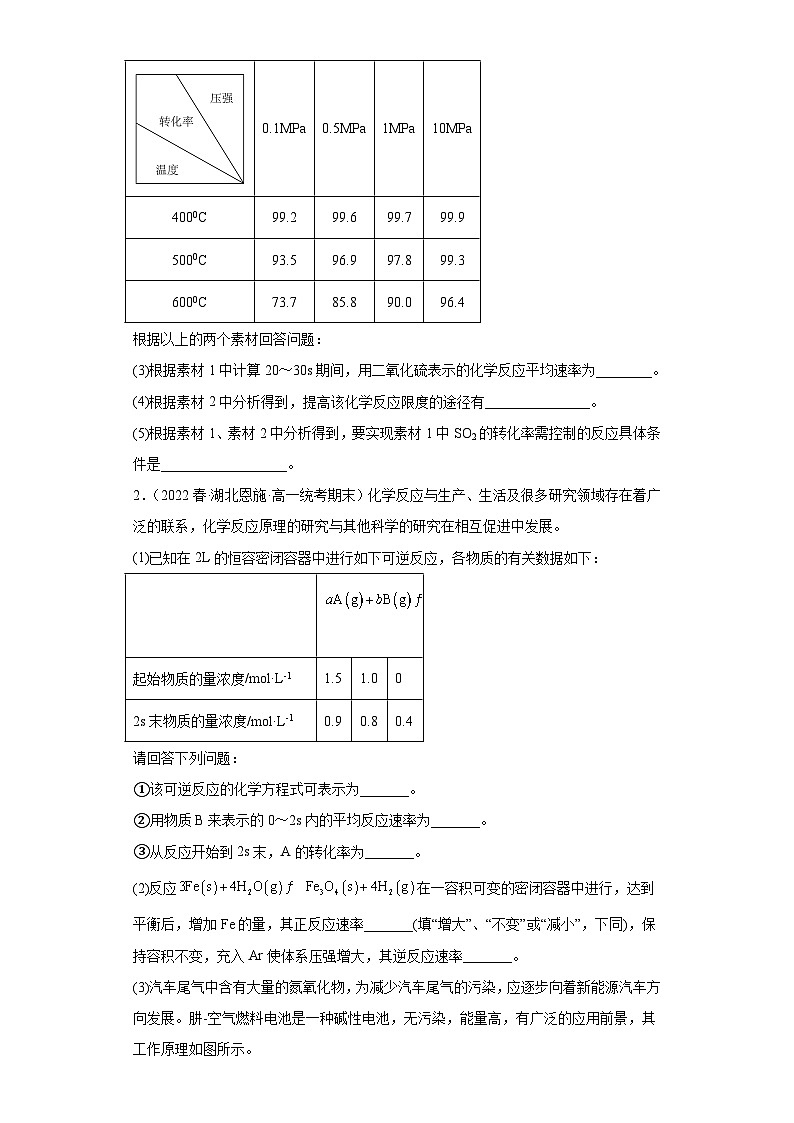 湖北省高一下学期化学期末考前专项练习-非选择题第2页
