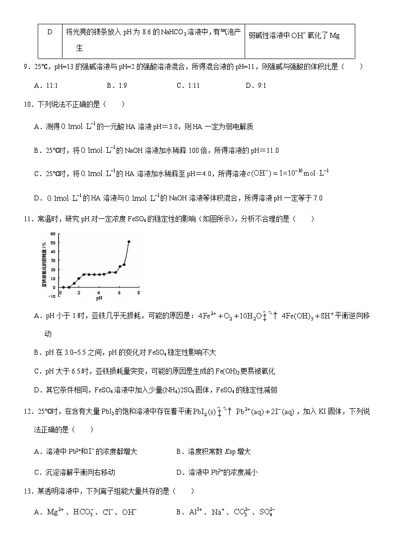 2021北京首师附中高二（上）期中化学（教师版） 试卷03