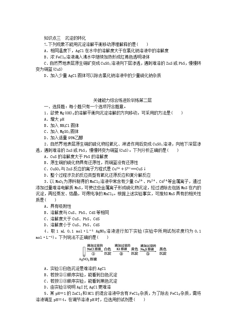 2023版新教材高中化学专题3水溶液中的离子反应第四单元沉淀溶解平衡第2课时沉淀溶解平衡原理的应用课时作业苏教版选择性必修1第2页
