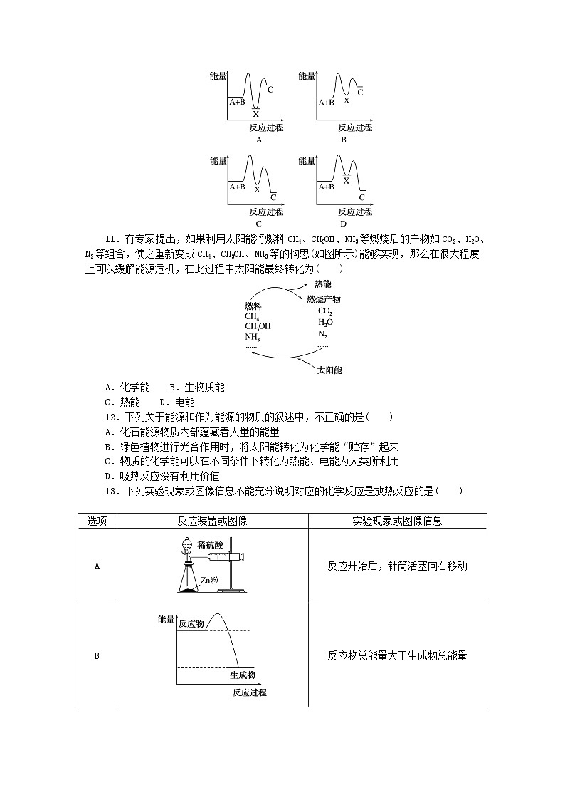 2023版新教材高中化学第六章化学反应与能量第一节化学反应与能量变化第1课时化学反应与热能课时作业新人教版必修第二册第3页