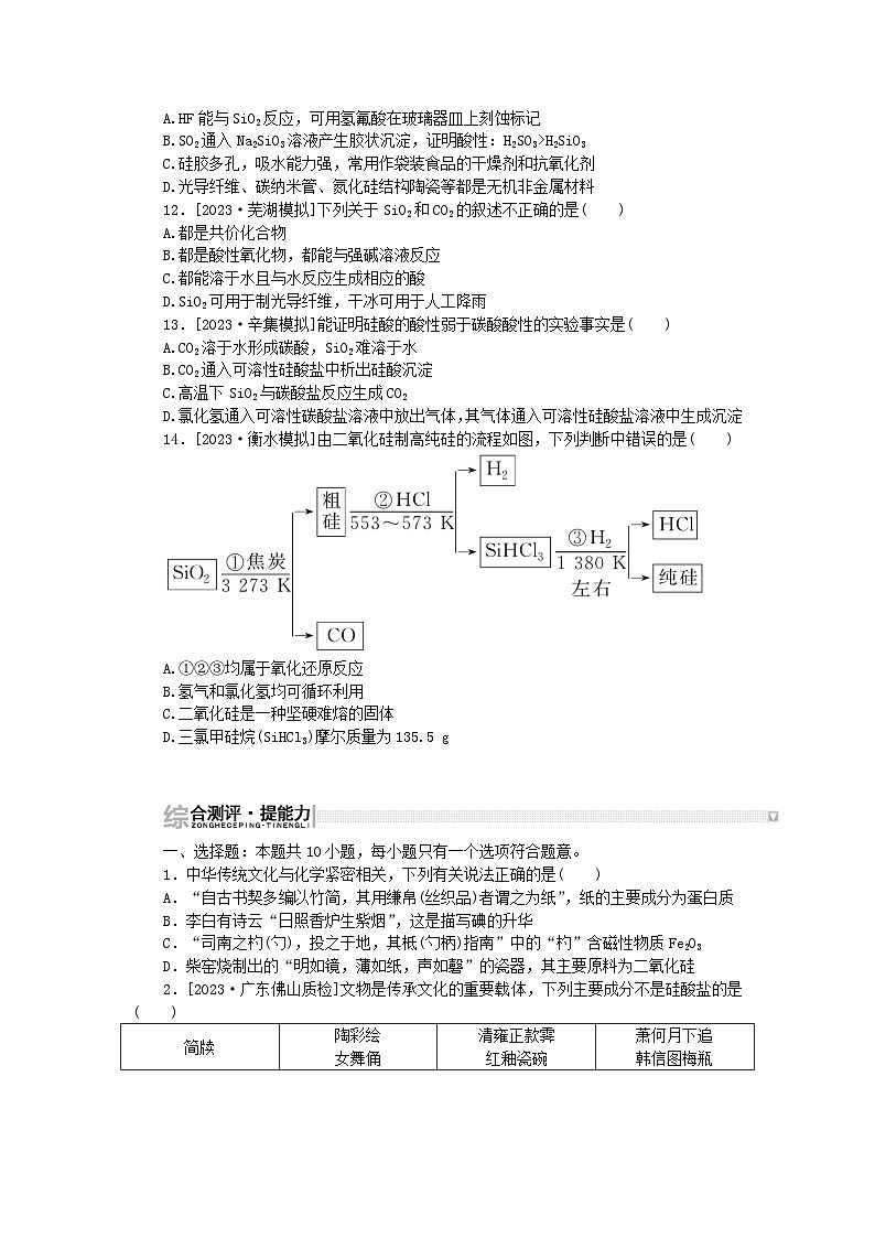 2024版新教材高考化学复习特训卷课练12无机非金属材料03