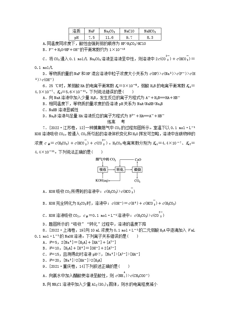 2024版新教材高考化学复习特训卷课练25盐类的水解及应用第2页