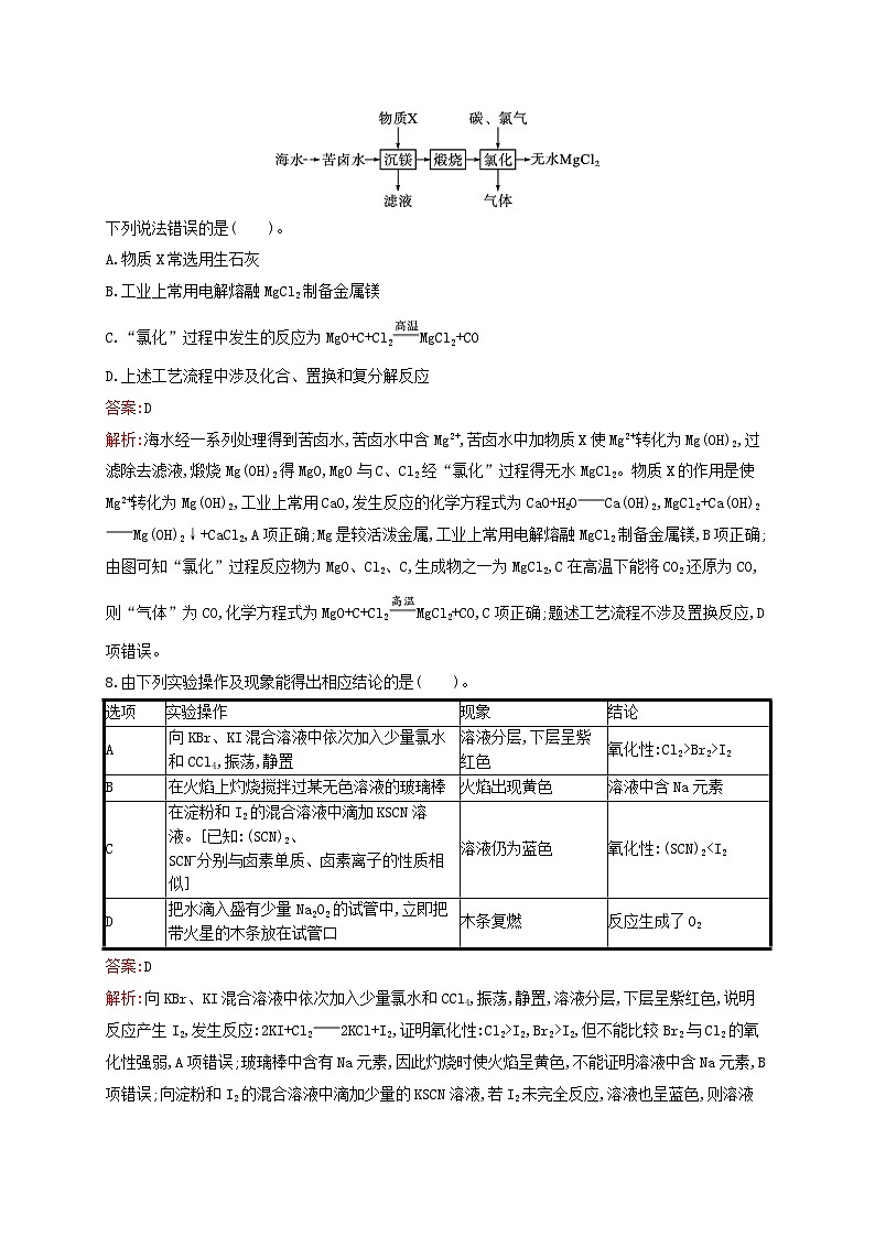 新教材适用高中化学专题3从海水中获得的化学物质测评B苏教版必修第一册03