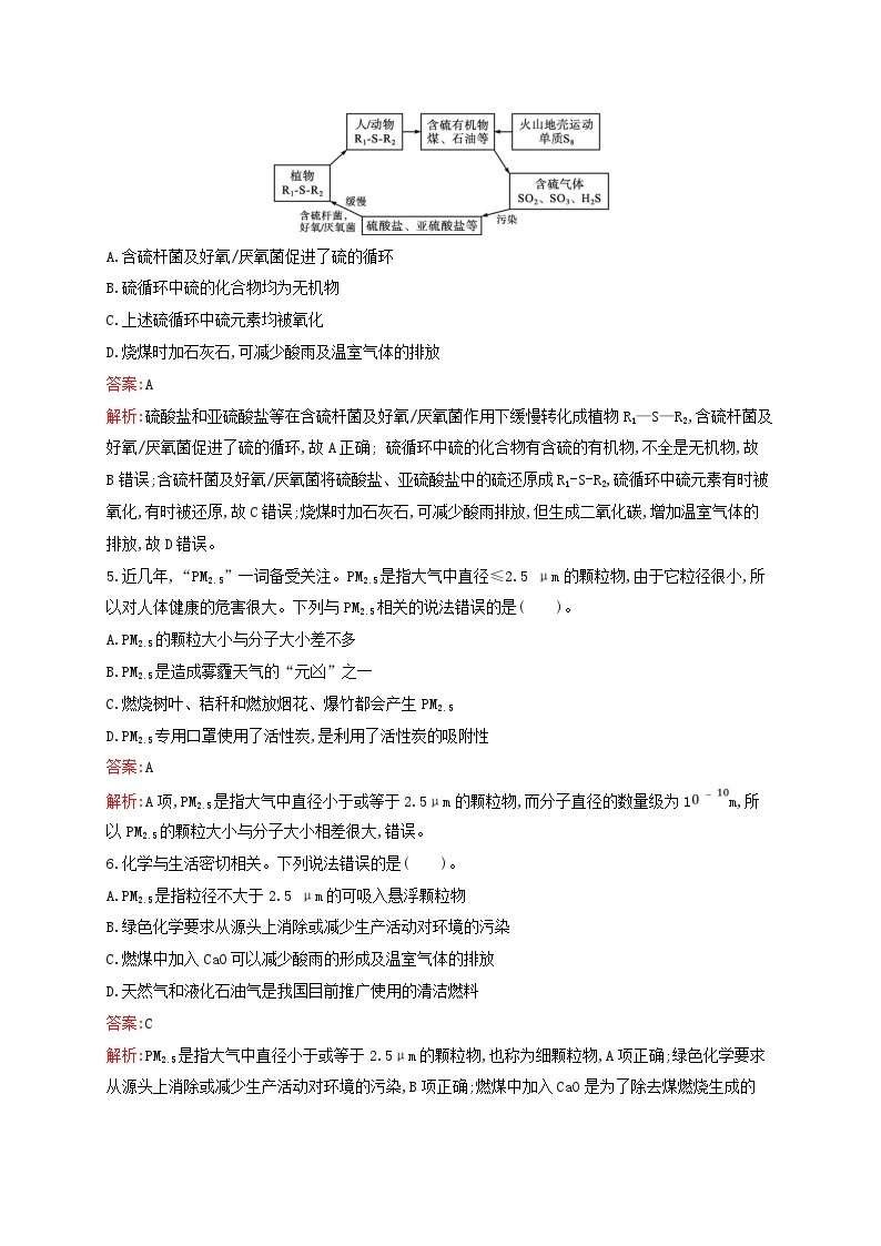 新教材适用高中化学专题4硫与环境保护第3单元防治二氧化硫对环境的污染课后习题苏教版必修第一册02