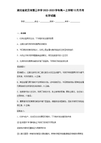 2022-2023学年湖北省武汉市第三中学高一上学期12月月考化学试题含解析