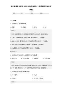 2022-2023学年河北省保定定州市高一上学期期中考试化学试题含解析