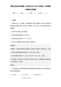 2022-2023学年黑龙江省哈尔滨市第一中学校高一上学期期中测试化学试题含解析