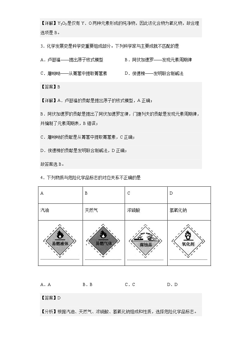 2022-2023学年福建省福州第四中学高一上学期期末测试化学试题含答案02