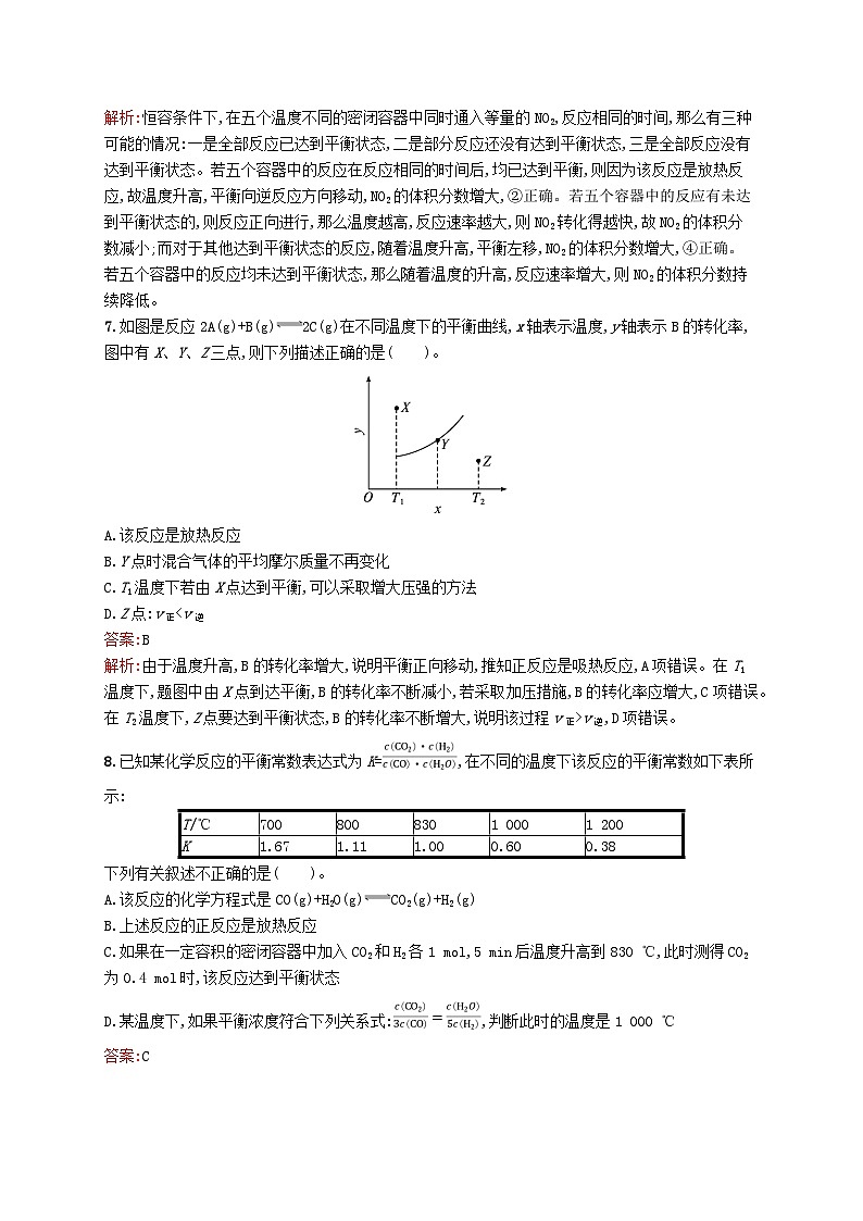 新教材适用2023年高中化学专题2化学反应速率与化学平衡测评B苏教版选择性必修103