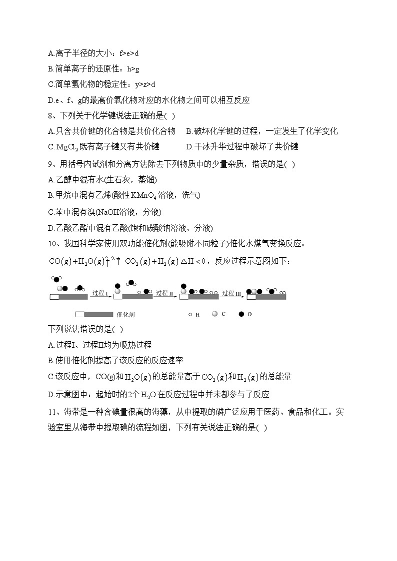 山东省菏泽市2021-2022学年高一下学期期末考试化学试卷(含答案)第3页