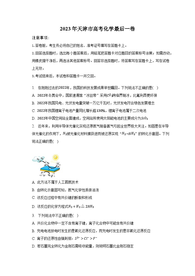 2023年天津市高考化学最后一卷第1页