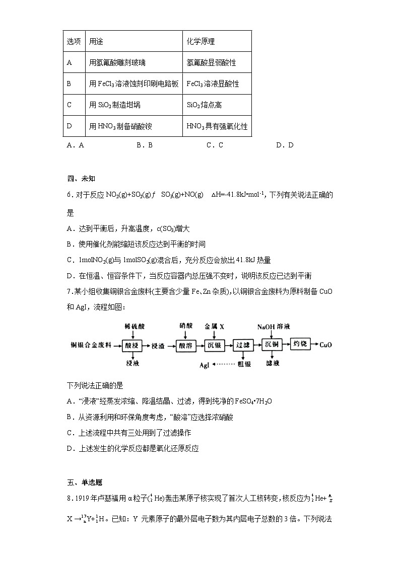 广东省部分学校2022届高三下学期高考冲刺化学试题（无答案）第2页